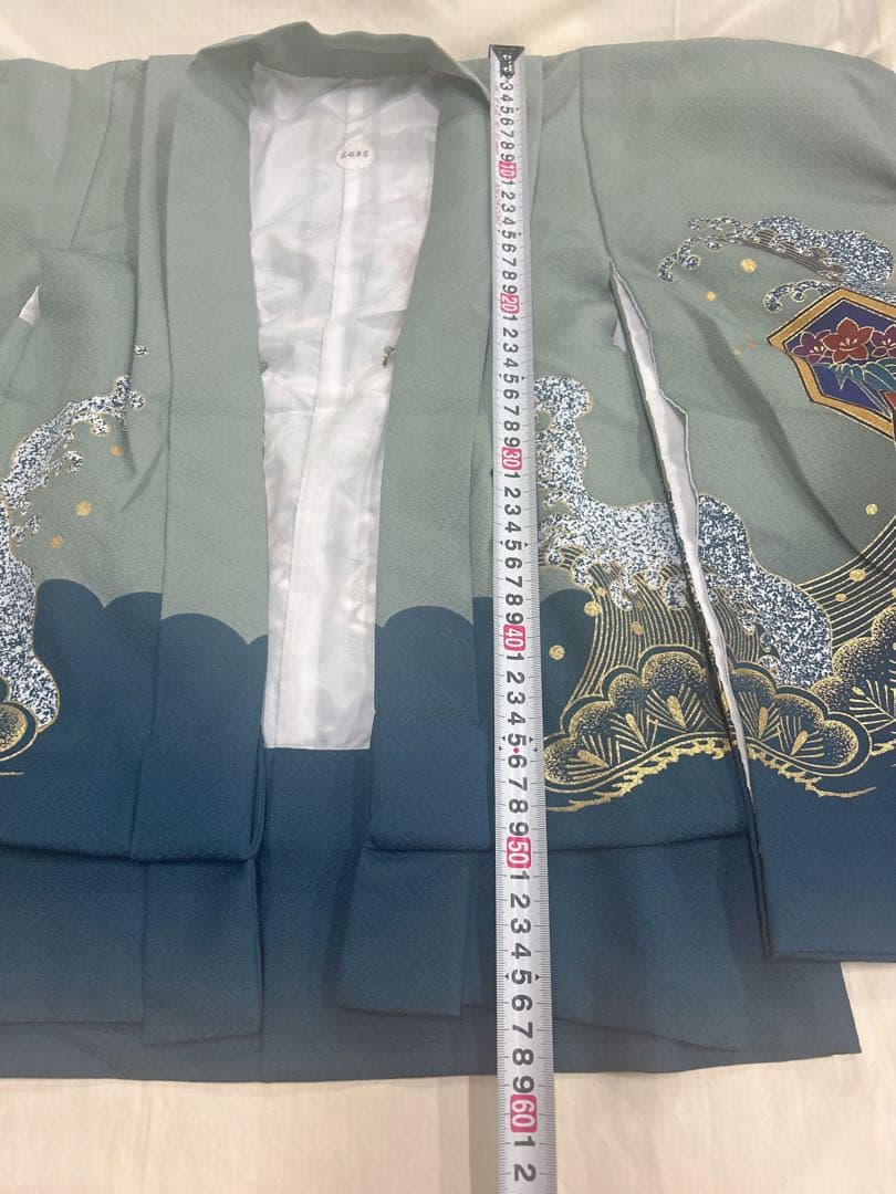 七五三:7歳の男の子用3点セット着物羽織常備メントグリーンのグラデーション