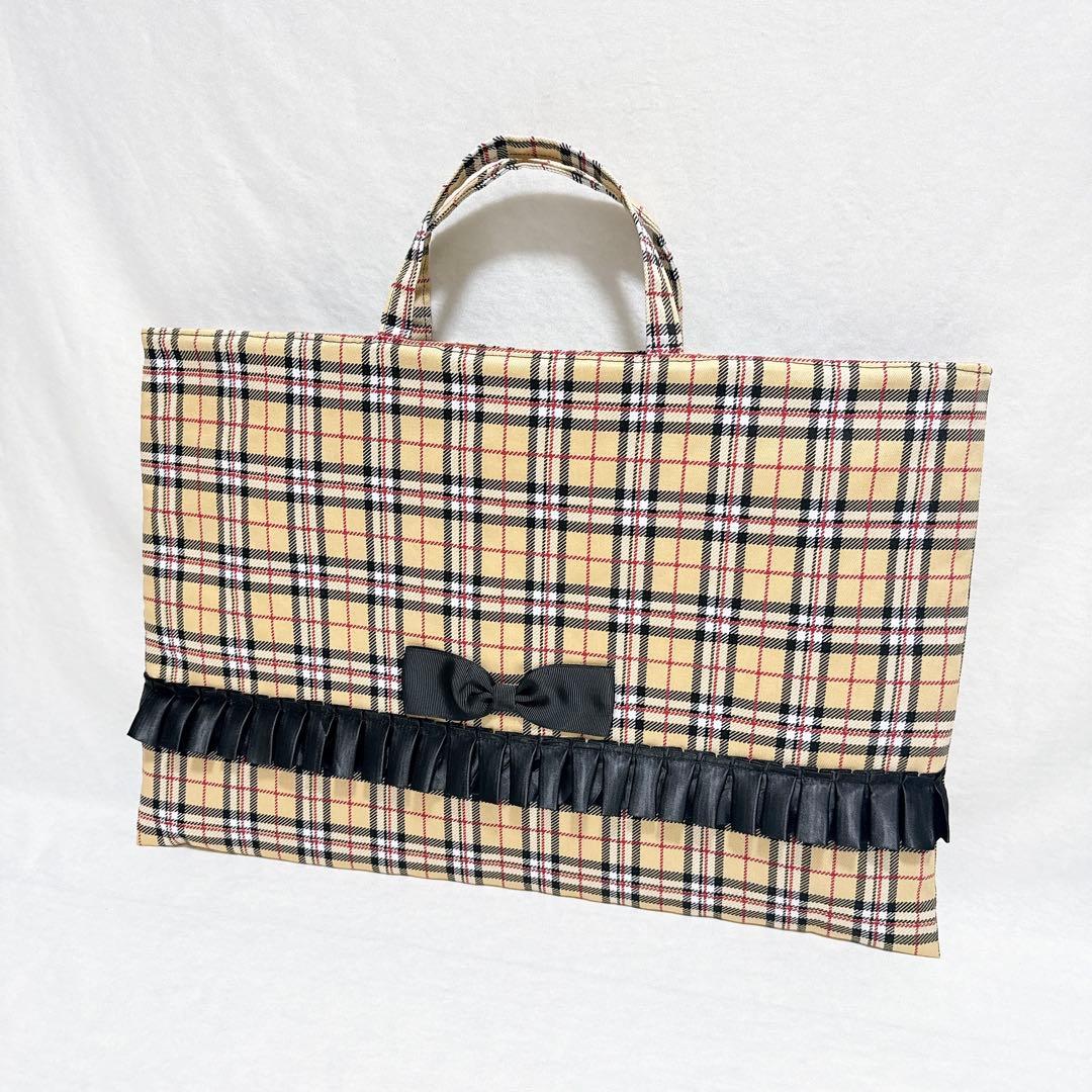 ベージュ◆タータンチェック柄　女の子　入園入学３点セット❤︎