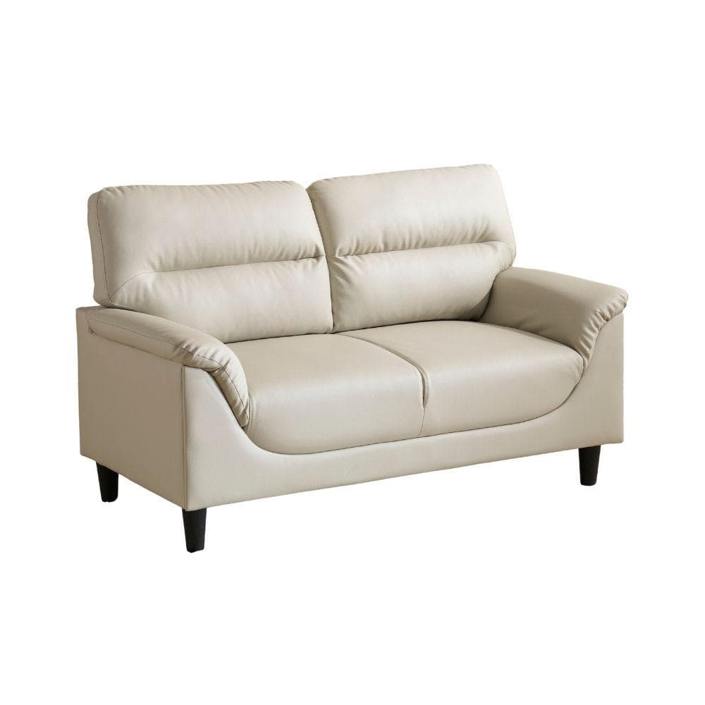 2Pけソファ PUレザー 座面肘掛け一体型 圧力分散 高品質 耐荷重 WHITE