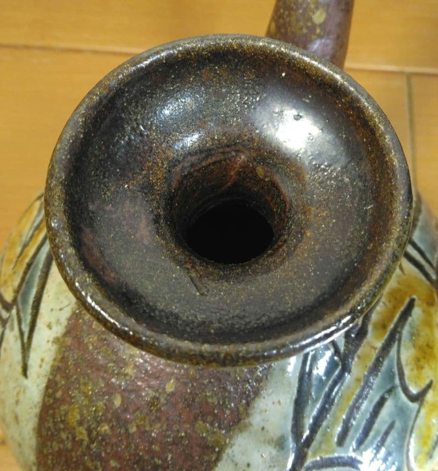 人間国宝 金城次郎 カラカラ(魚紋カラカラ) 栞 共箱 やちむん 壷屋焼 大きめ