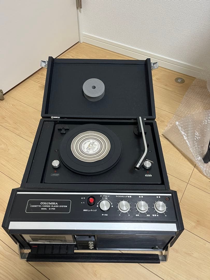 (k) COLUMBIA G-P20 カセット・レコードプレーヤー　昭和レトロ