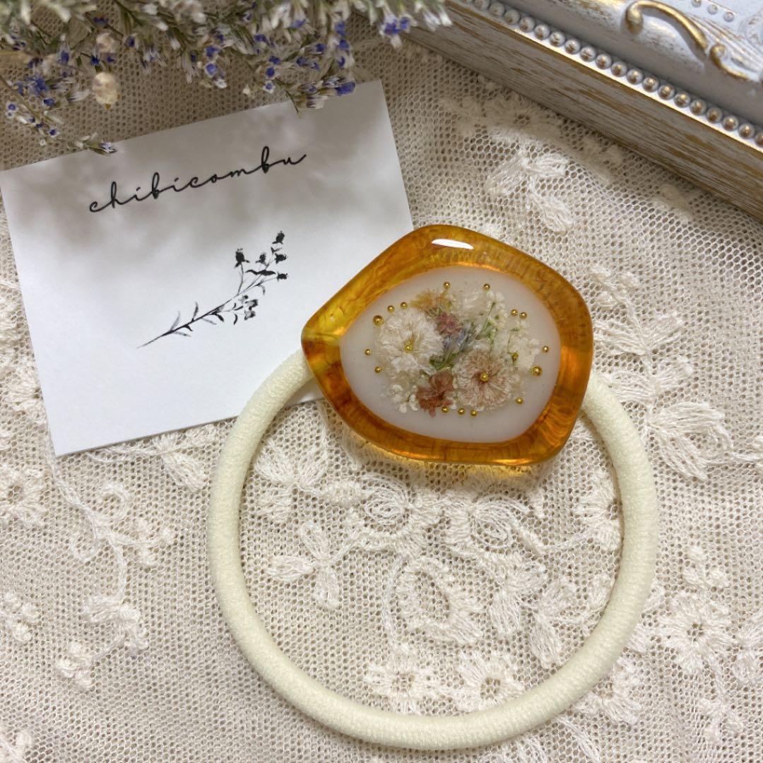 ハンドメイド　レジン　お花　ヘアゴム　ポニーフック　ブローチ　no.134