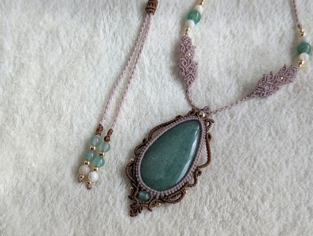 マクラメネックレス アベンチュリン