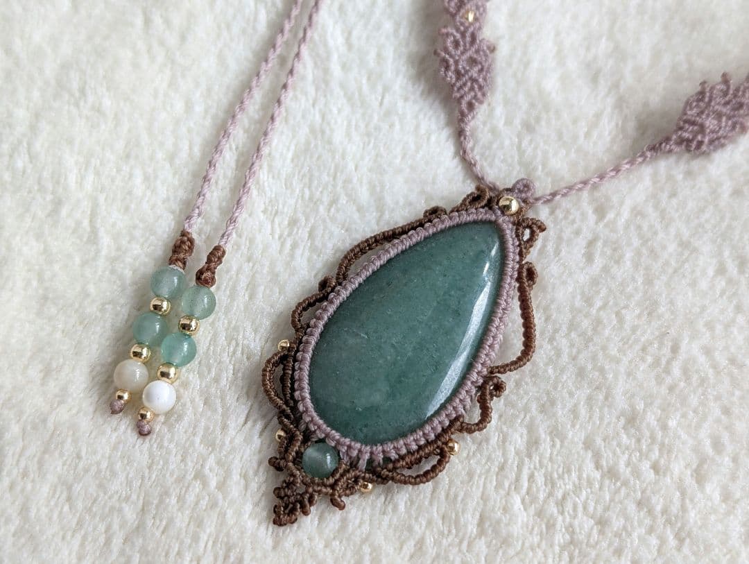 マクラメネックレス アベンチュリン