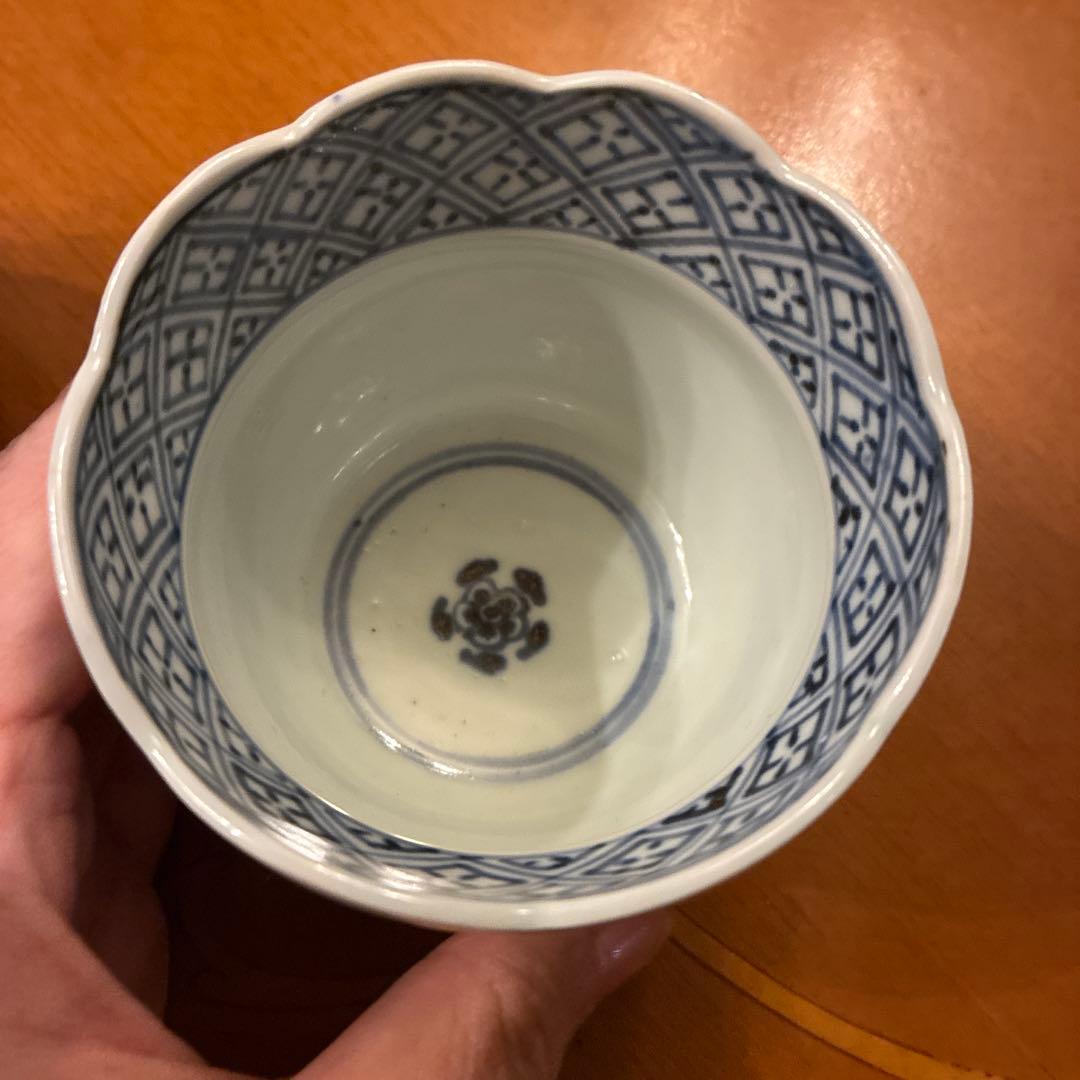 古伊万里　向付　染付　花型　2客