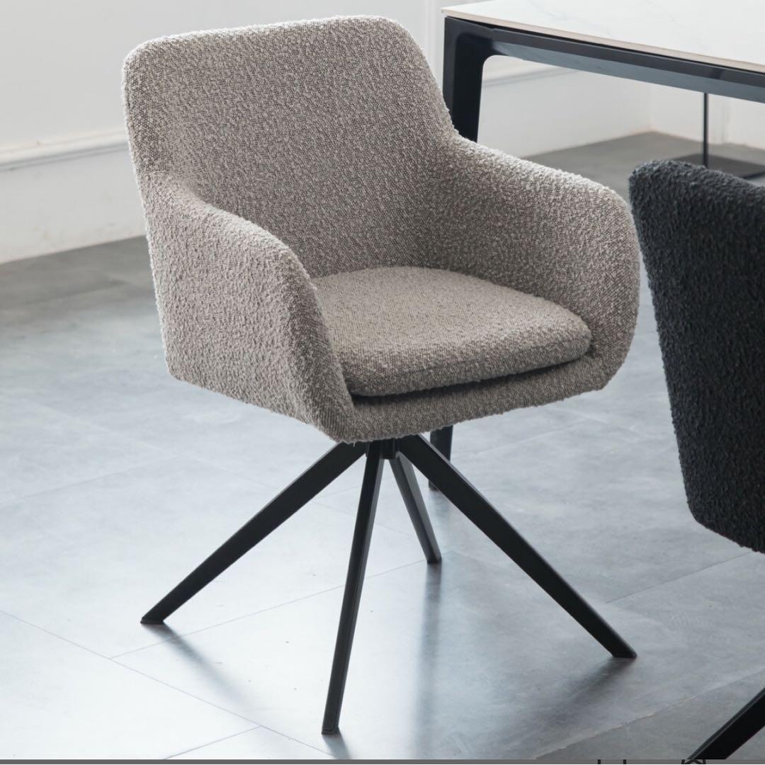 引取限定 ブークレ素材 回転式アームチェア スツール セット