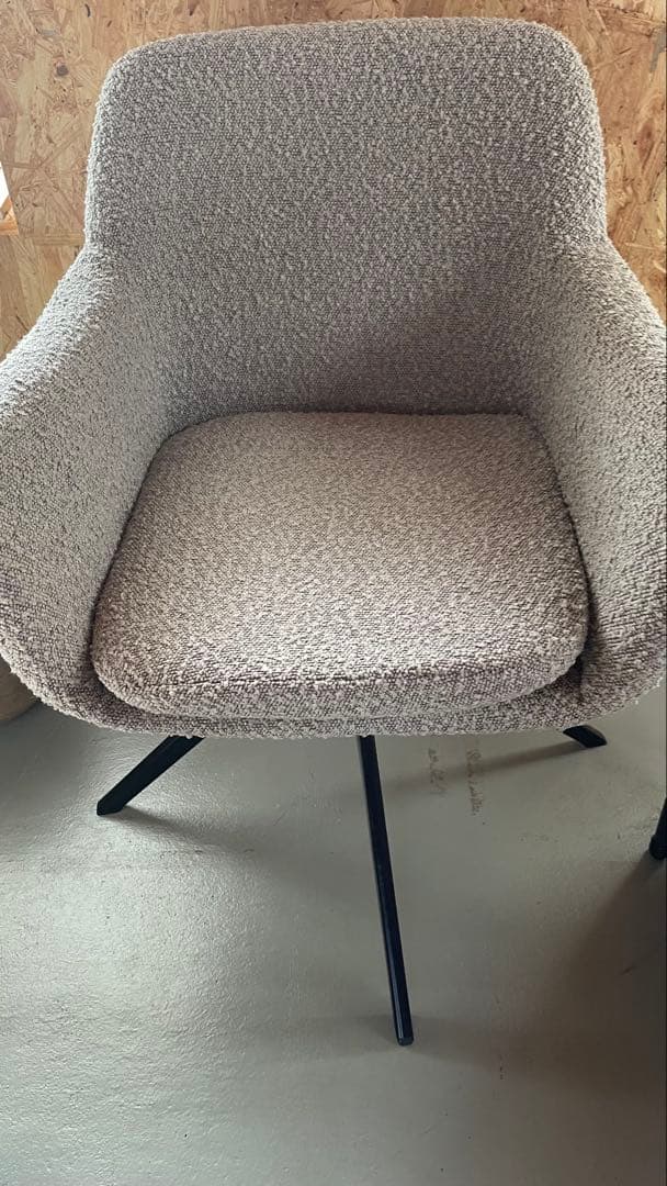 引取限定 ブークレ素材 回転式アームチェア スツール セット