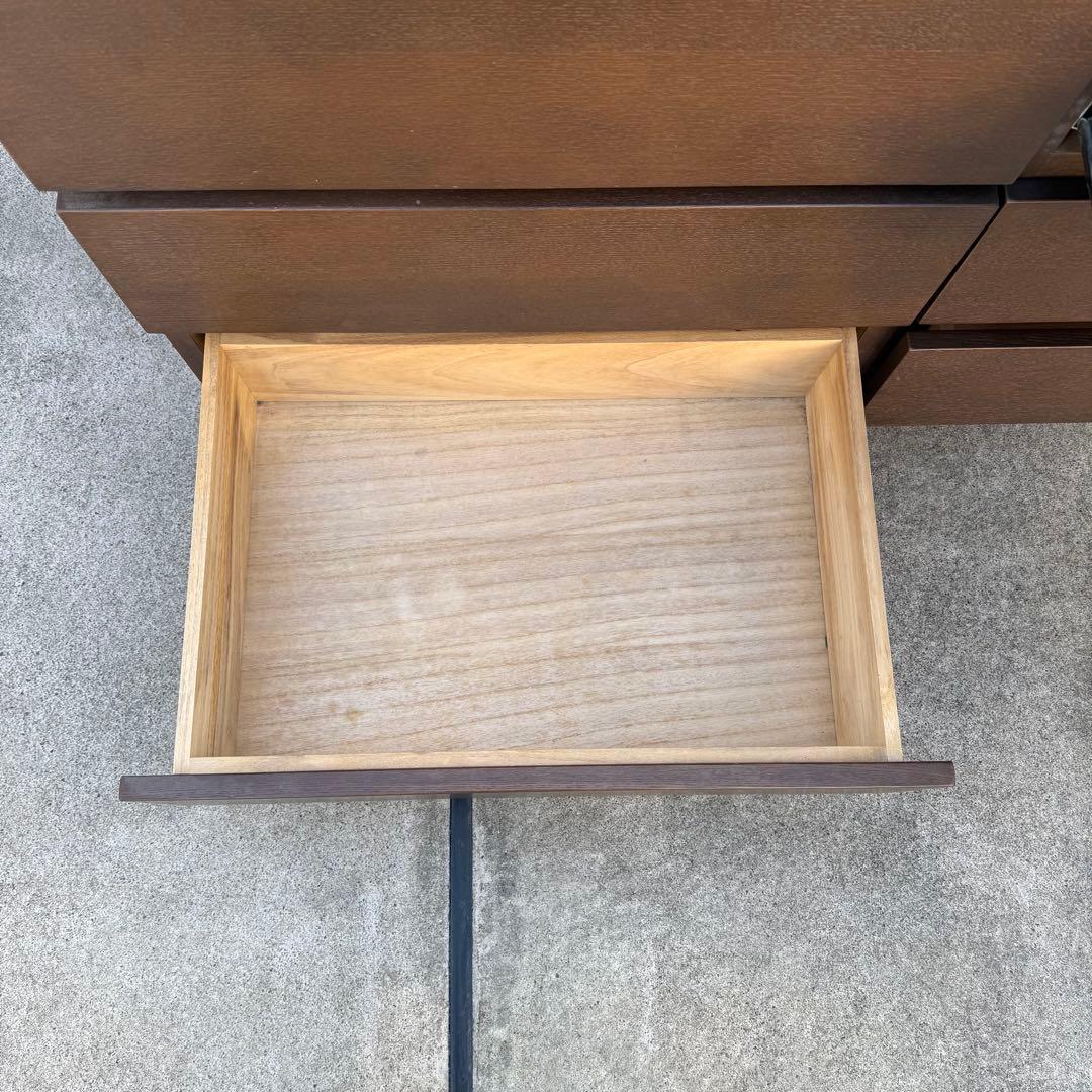 廃盤 無印 チェスト ワイド 4段 8杯 足付き ウォールナット タモ タンス