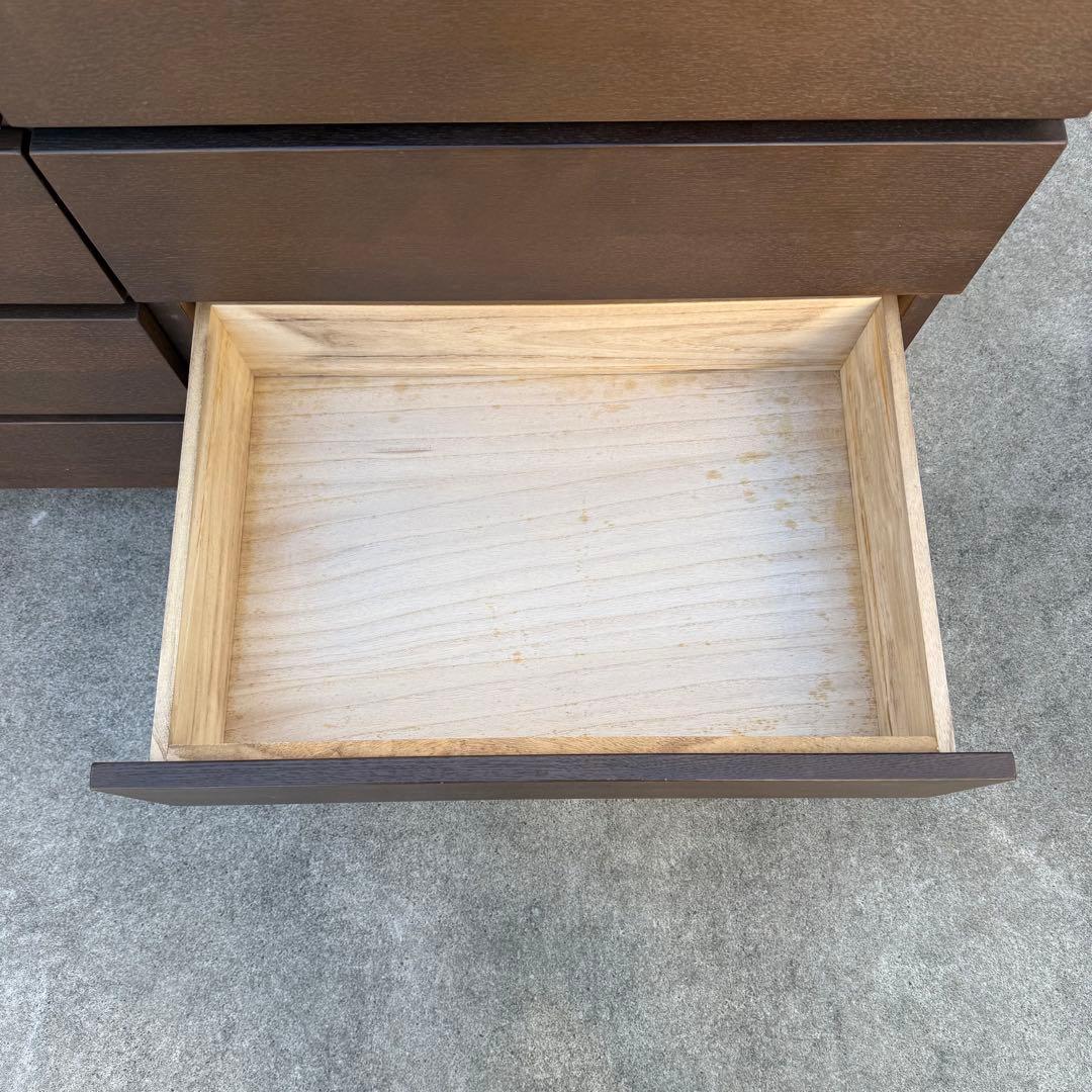 廃盤 無印 チェスト ワイド 4段 8杯 足付き ウォールナット タモ タンス