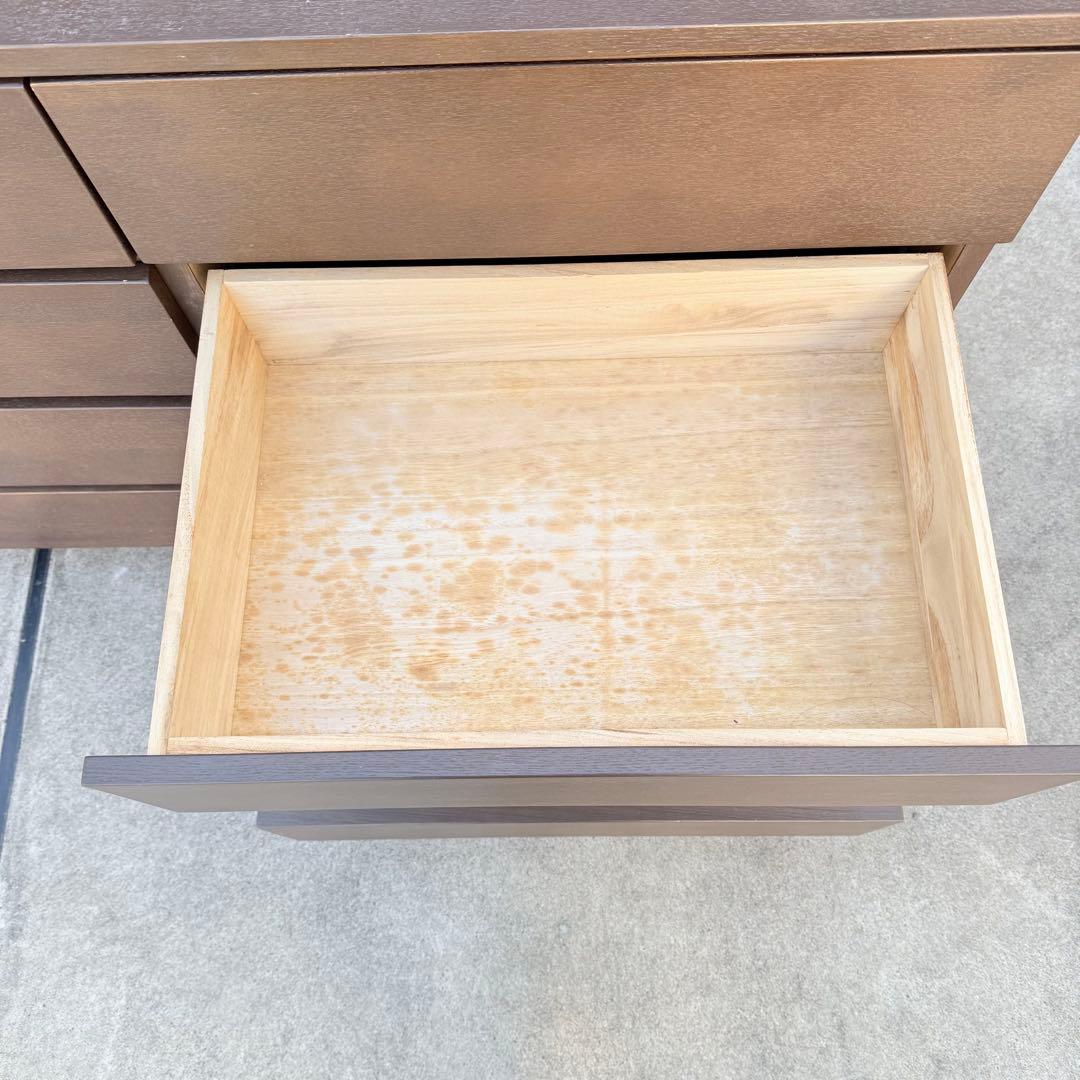 廃盤 無印 チェスト ワイド 4段 8杯 足付き ウォールナット タモ タンス