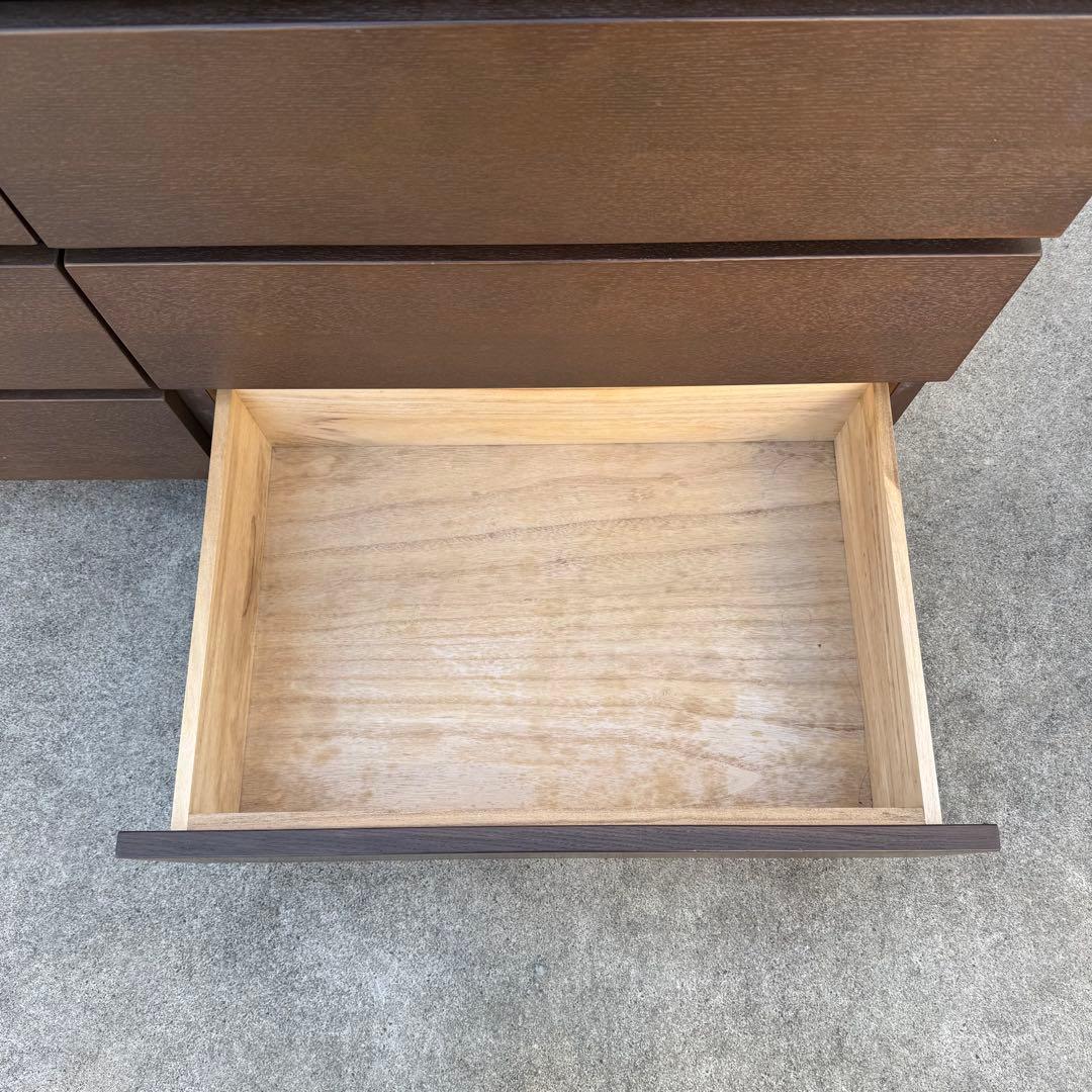 廃盤 無印 チェスト ワイド 4段 8杯 足付き ウォールナット タモ タンス