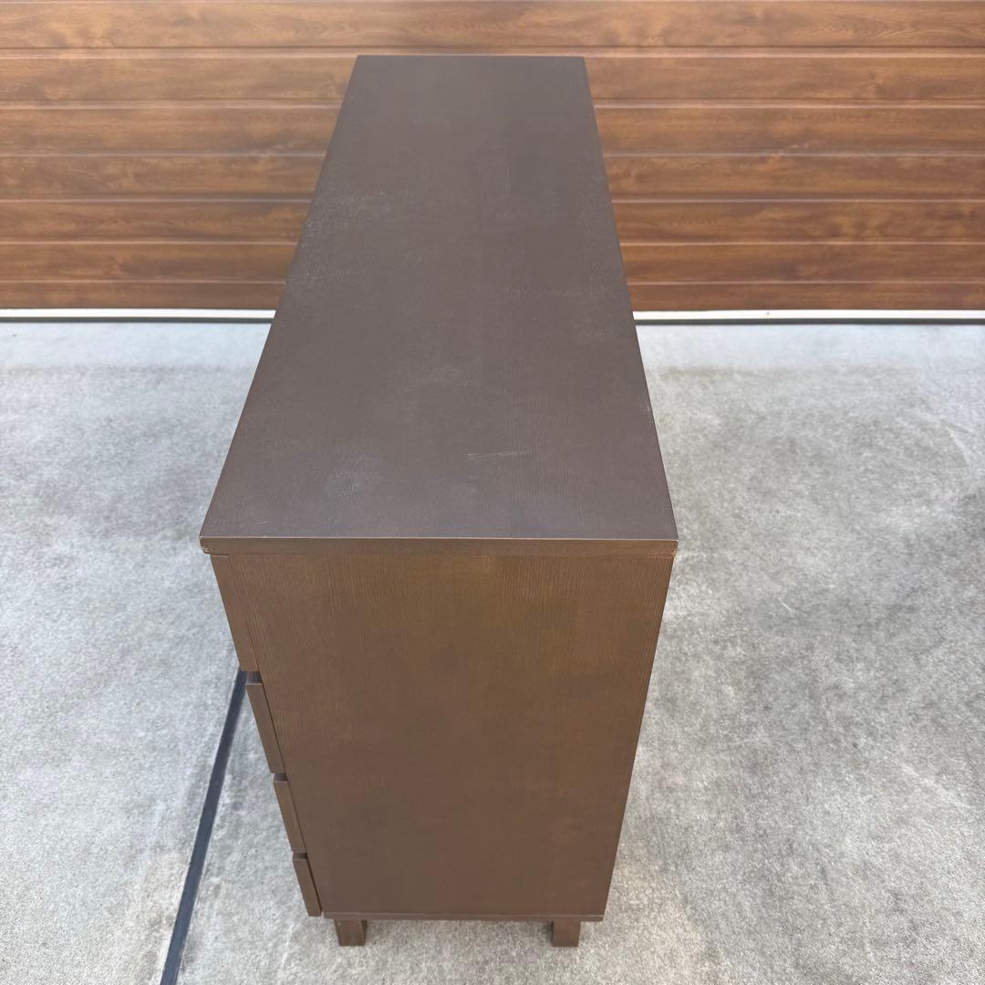 廃盤 無印 チェスト ワイド 4段 8杯 足付き ウォールナット タモ タンス