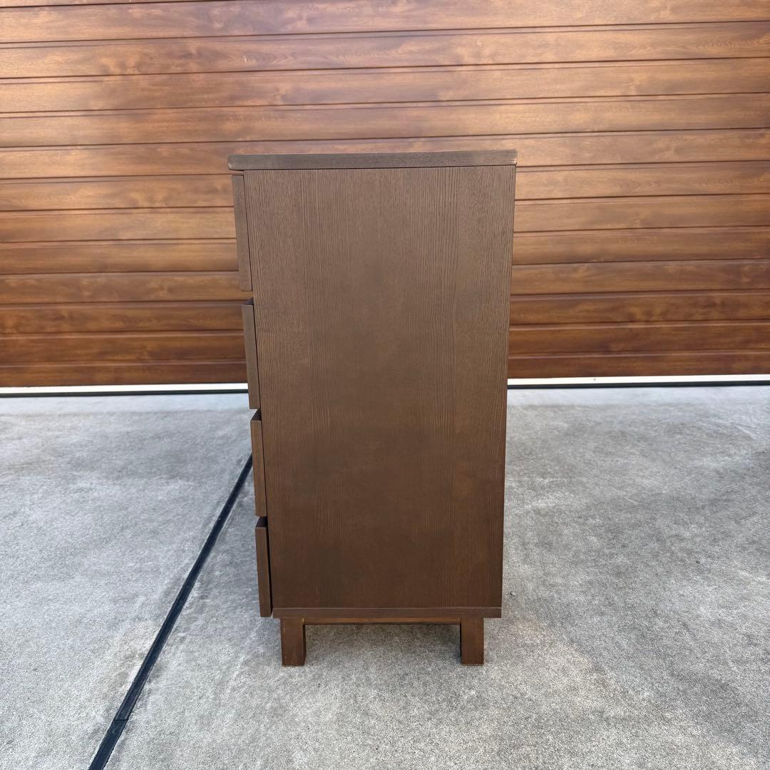 廃盤 無印 チェスト ワイド 4段 8杯 足付き ウォールナット タモ タンス