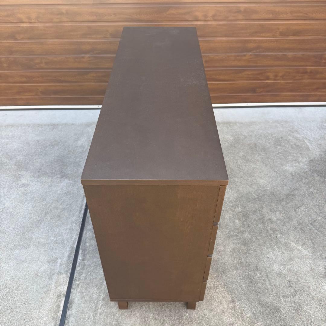 廃盤 無印 チェスト ワイド 4段 8杯 足付き ウォールナット タモ タンス