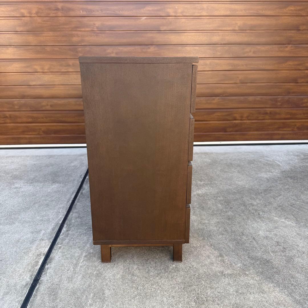 廃盤 無印 チェスト ワイド 4段 8杯 足付き ウォールナット タモ タンス