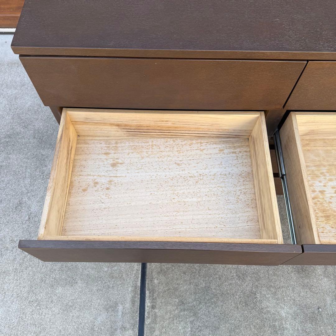 廃盤 無印 チェスト ワイド 4段 8杯 足付き ウォールナット タモ タンス