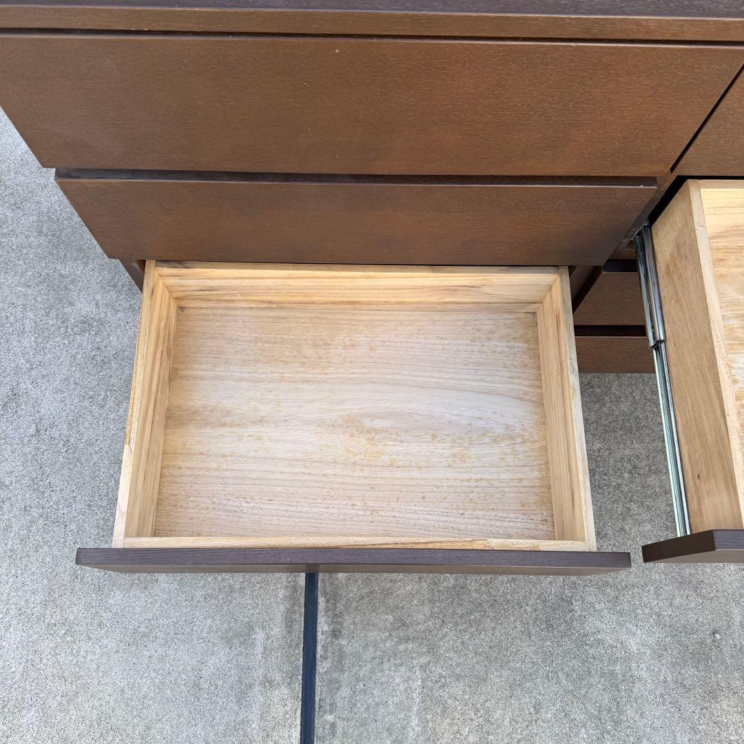 廃盤 無印 チェスト ワイド 4段 8杯 足付き ウォールナット タモ タンス