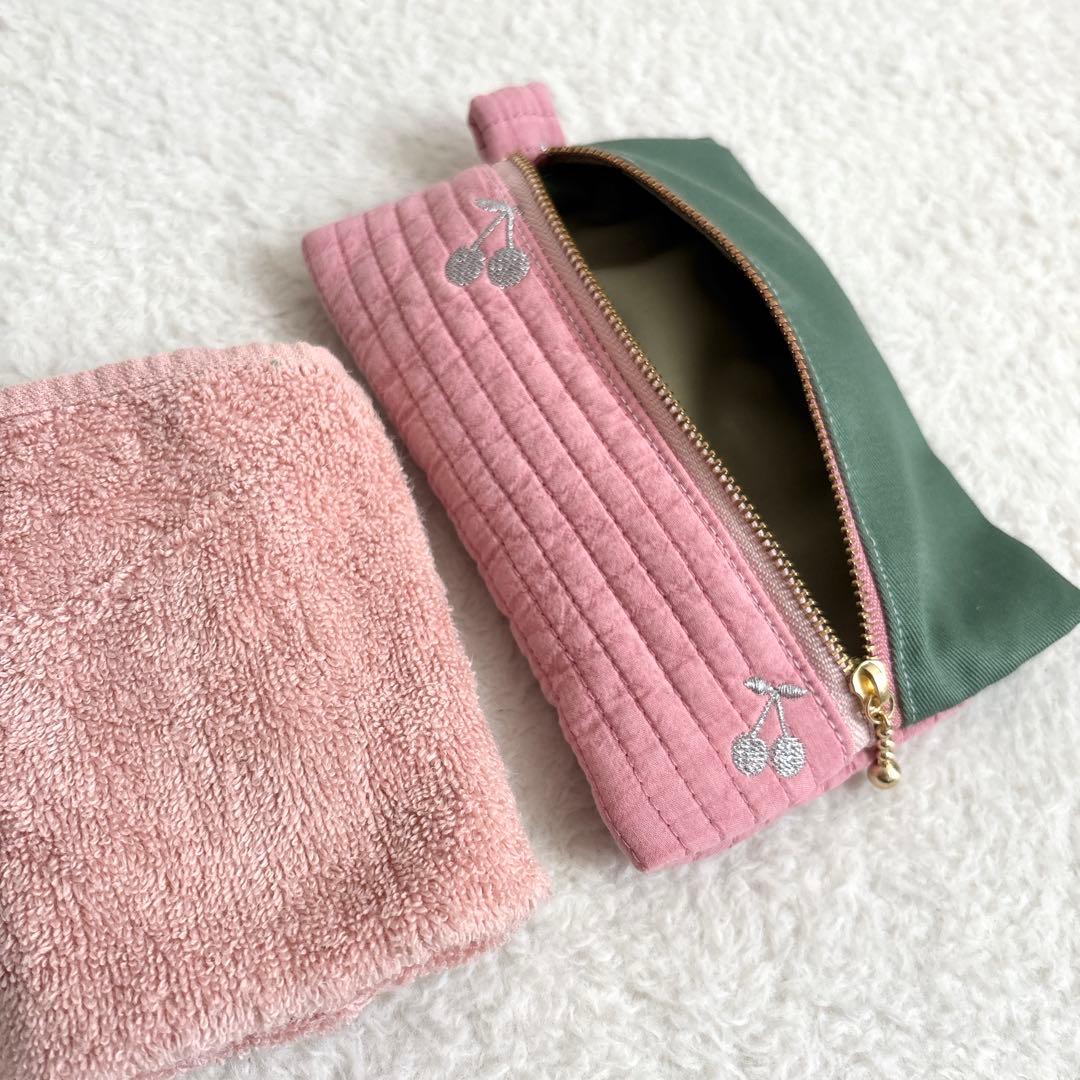 ハンドメイド さくらんぼ刺繍 ヌビ入園入学4点セット 裏地付き イブル