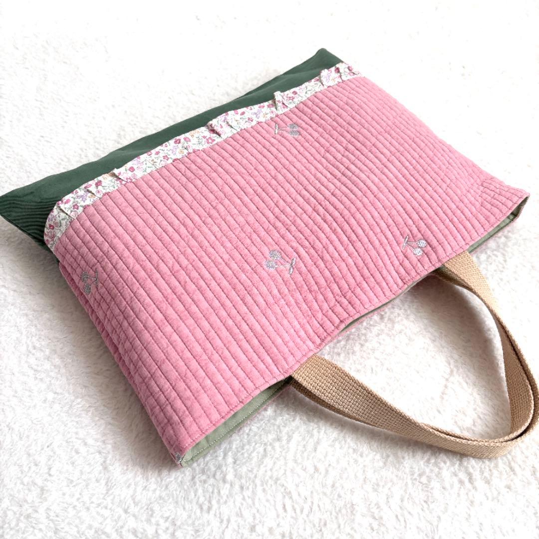 ハンドメイド さくらんぼ刺繍 ヌビ入園入学4点セット 裏地付き イブル