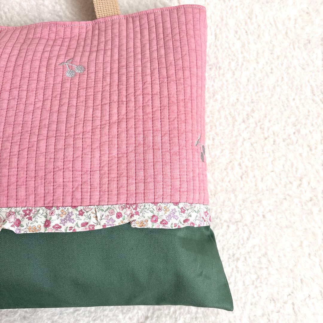 ハンドメイド さくらんぼ刺繍 ヌビ入園入学4点セット 裏地付き イブル