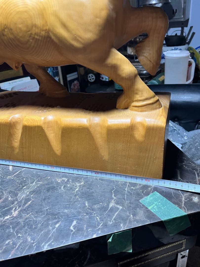 大きな木彫り馬、木彫り馬、一刀彫り馬、道産子馬木彫り、道産子馬彫刻、 53センチ