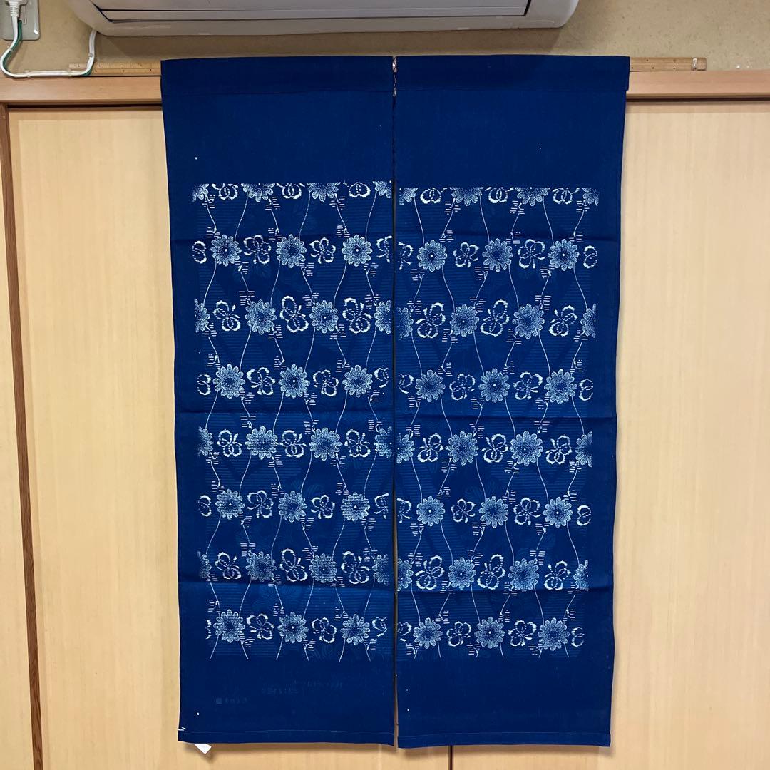 藍染 暖簾❣️本当に良い物をお探しの方❣️藍染工芸士『鈴木松男』作❣️長板藍染 ⑦-1