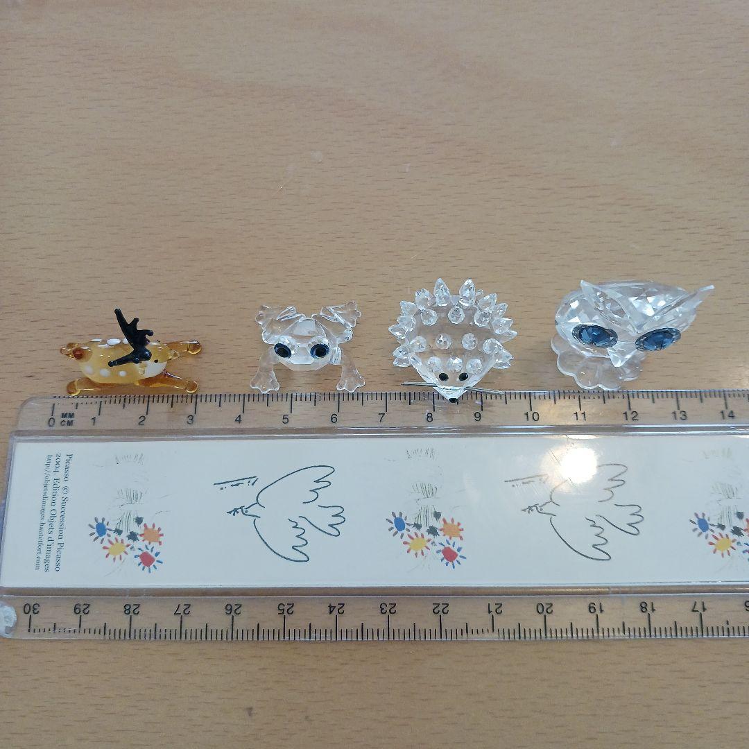 ガラス　動物　スワロフスキー　８点セット　鶏　ひよこ　ハリネズミ　カエル