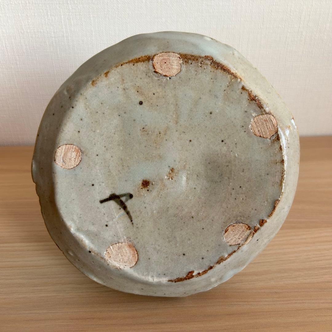 玉置保夫　花入れ　梅　一輪挿し　花瓶　玉山窯　今織部　織部