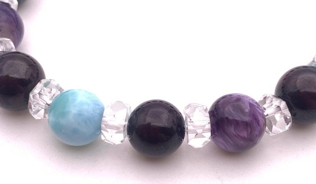 世界3大ヒーリングストーン☆天然石スギライト&ラリマー&チャロアイトのブレス