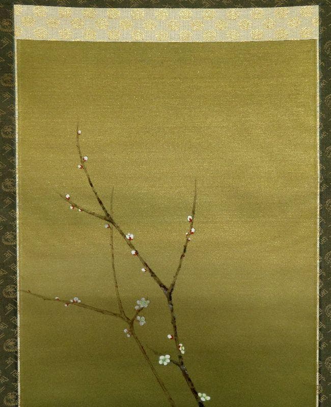 掛軸　國井幸雪　『梅月』　共箱　肉筆