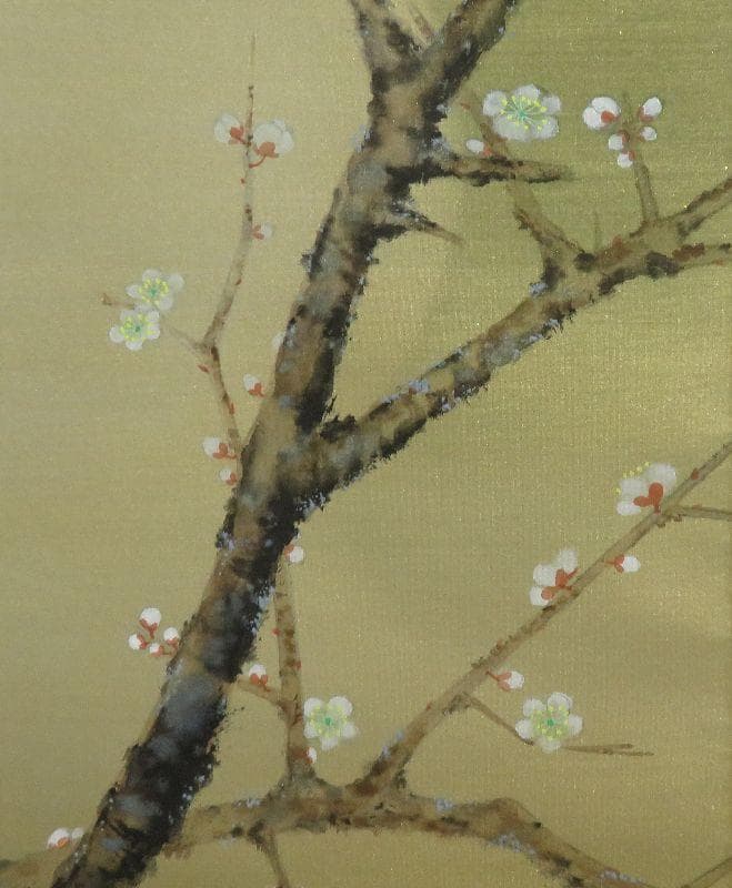 掛軸　國井幸雪　『梅月』　共箱　肉筆