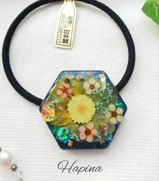 MIXカラー六角形レジンヘアゴム