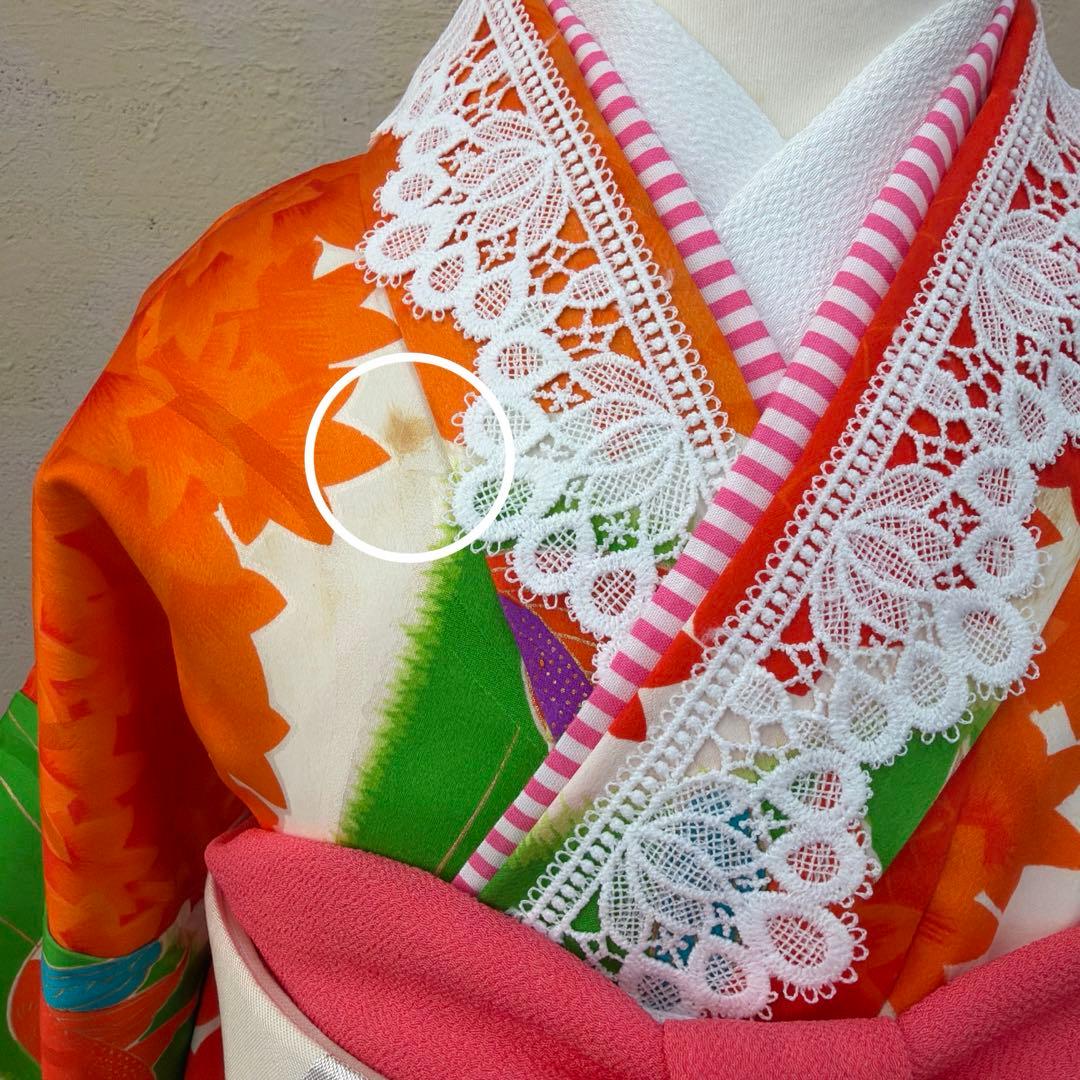 No.k008七五三 7歳 着物 フルセット レトロ柄 ※シミあり