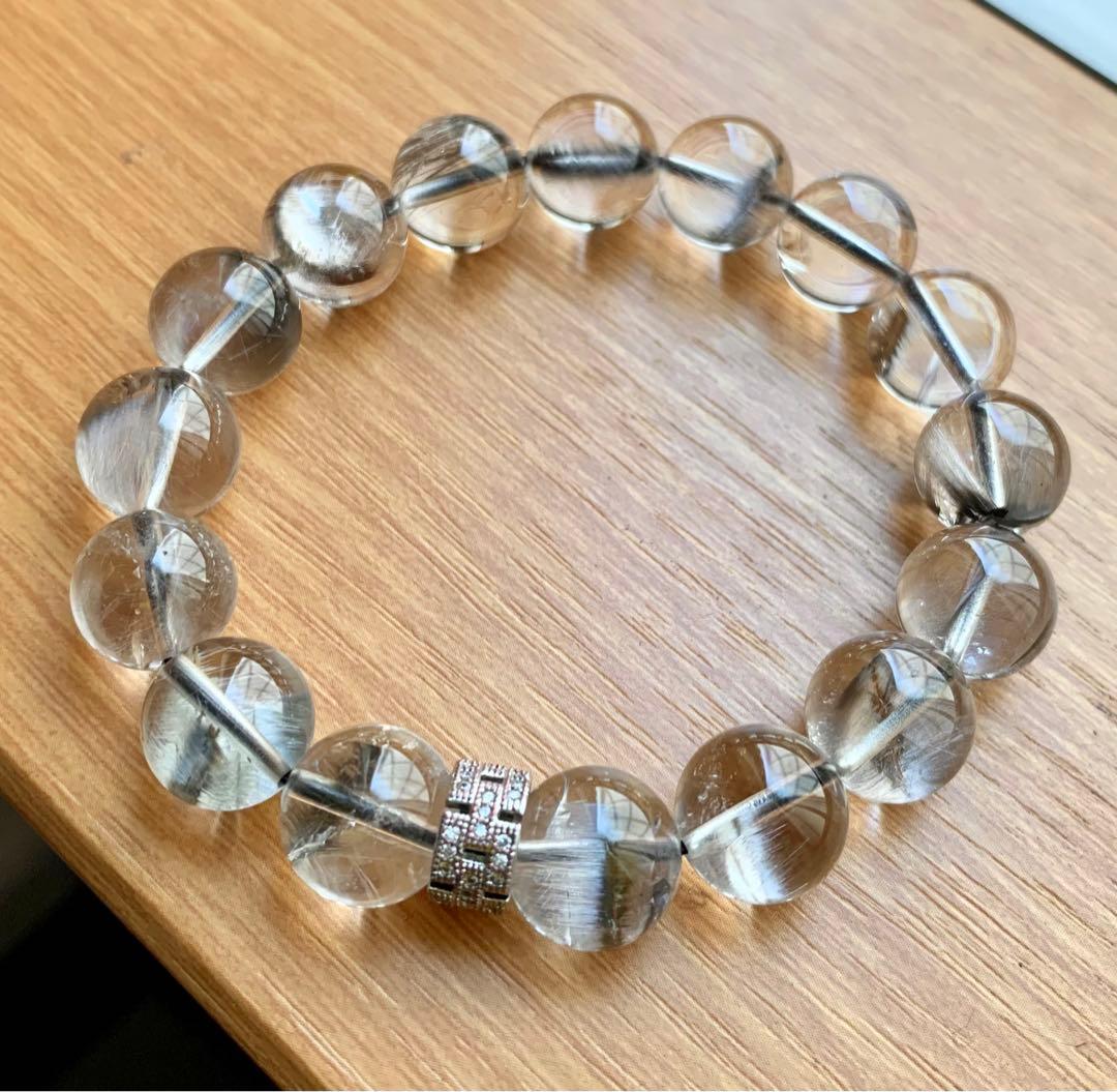 高品質　プラチナルチル　天然石ブレスレット