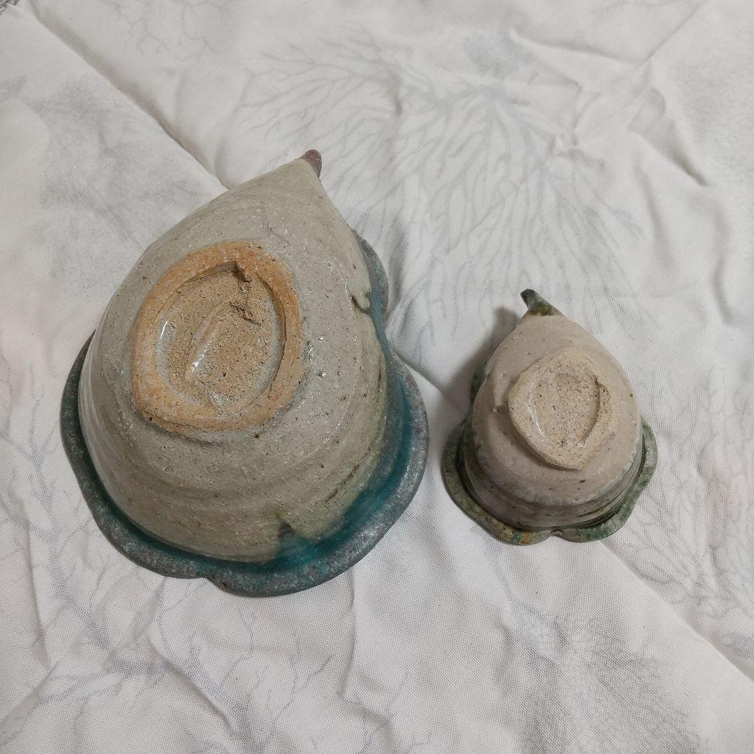 藤原純 洋梨ボウル M S 2点セット ② 純ブルー 洋なし 鉢 個展 作家