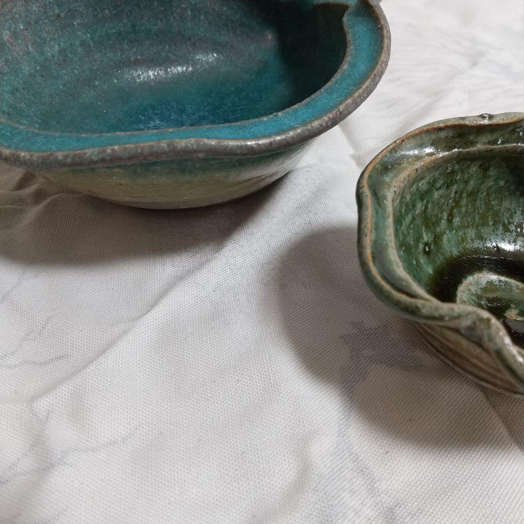 藤原純 洋梨ボウル M S 2点セット ② 純ブルー 洋なし 鉢 個展 作家