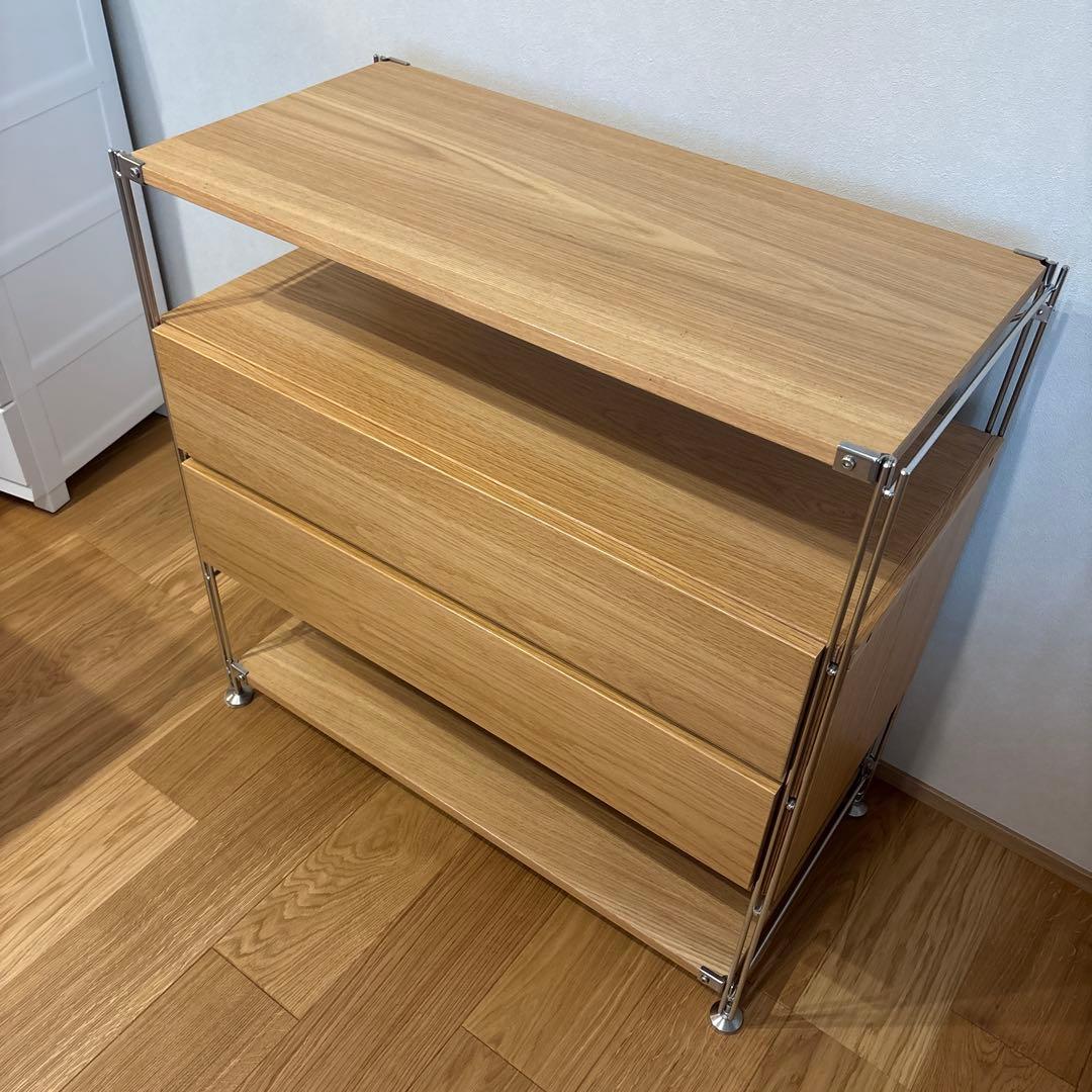 【完成品配送】無印良品　ユニットシェルフ　引き出し　オーク材