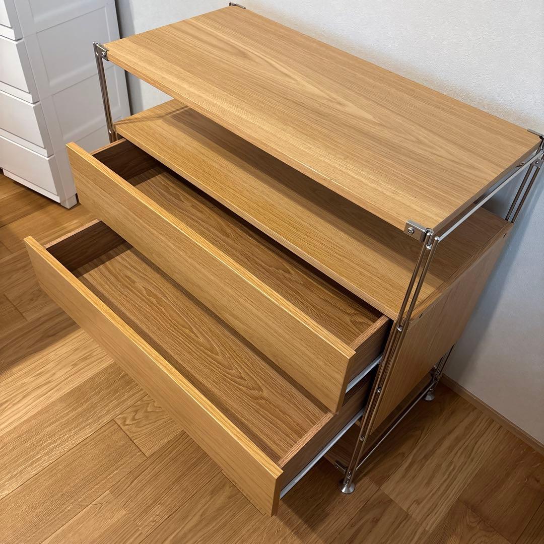 【完成品配送】無印良品　ユニットシェルフ　引き出し　オーク材