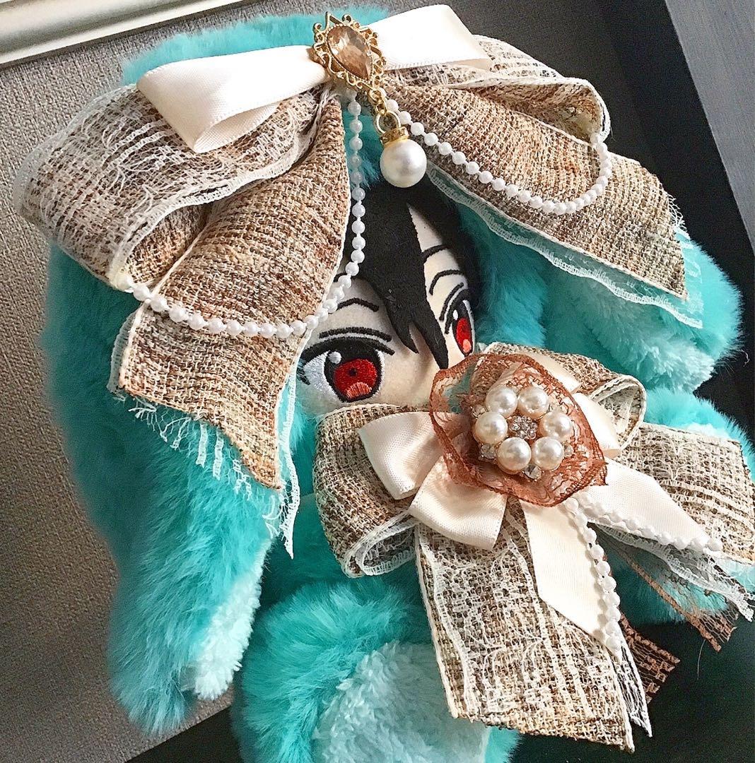 【129】垂れ耳　うさぎ　ティファニーブルー　おすわり　ぬい服　16cm