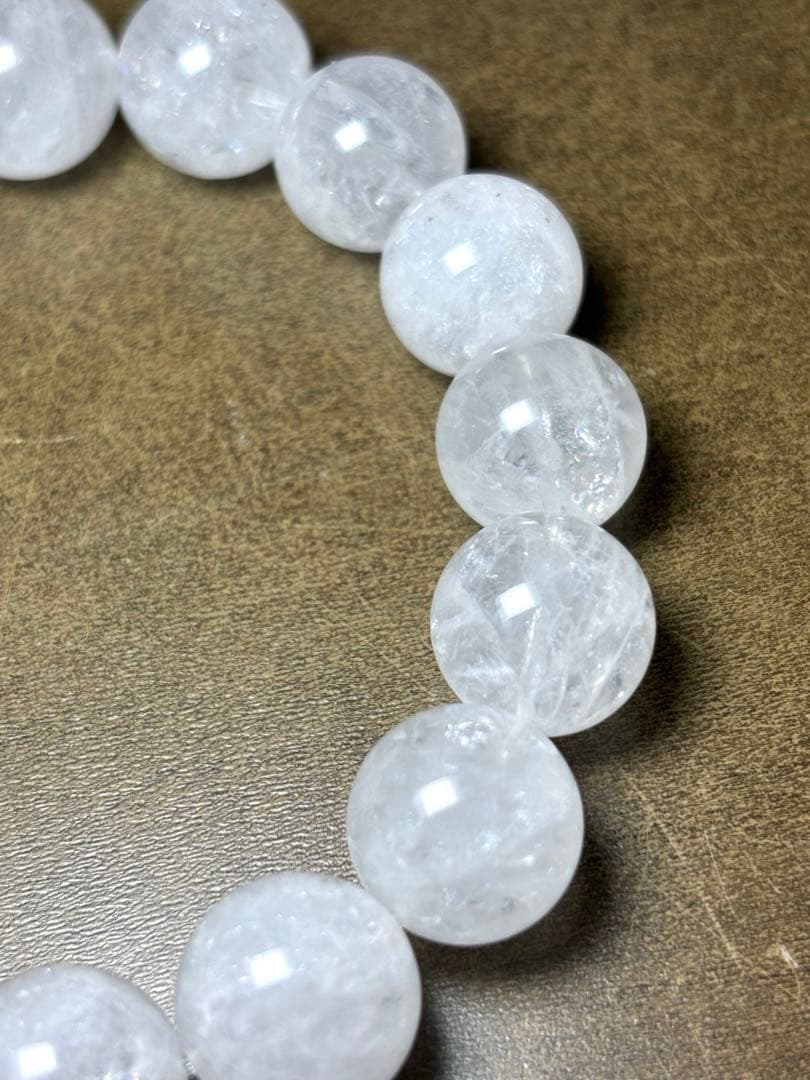 天然石　ホワイトガーデンクォーツブレス13.6〜14.7㎜（新品未使用）虹
