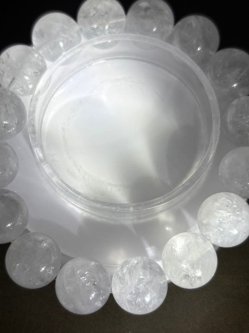 天然石　ホワイトガーデンクォーツブレス13.6〜14.7㎜（新品未使用）虹