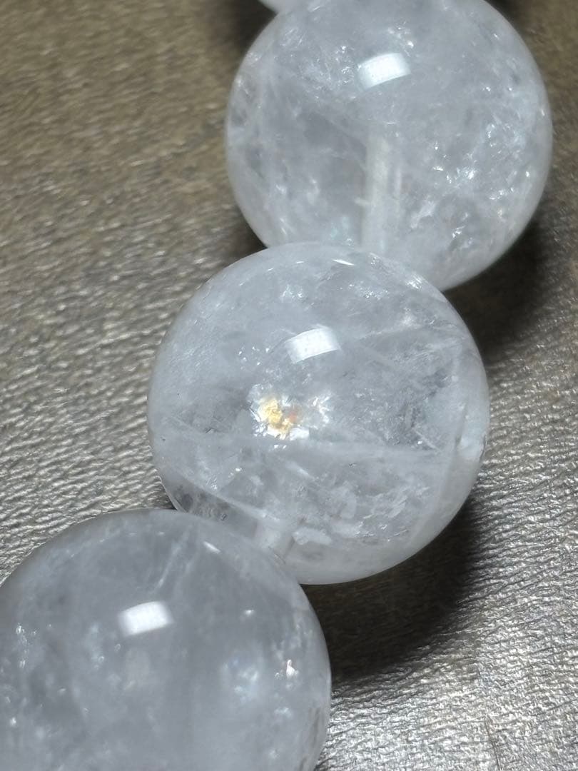 天然石　ホワイトガーデンクォーツブレス13.6〜14.7㎜（新品未使用）虹