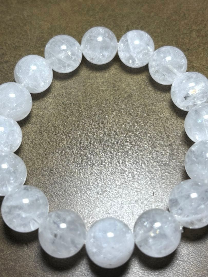 天然石　ホワイトガーデンクォーツブレス13.6〜14.7㎜（新品未使用）虹