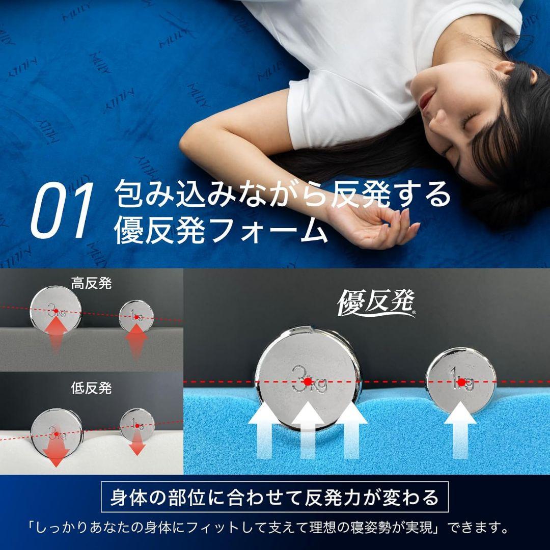 MLILY　折りたたみマットレス　寝返りをサポートするボリューム優反発マットレス