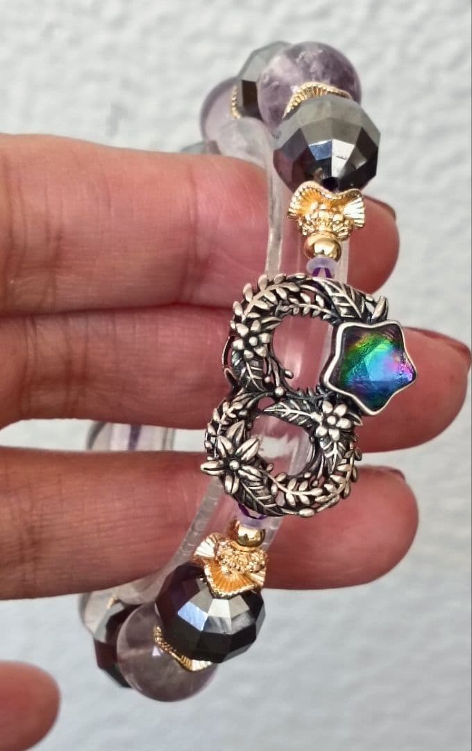 激レア！レインボーカラーのギベオンのパーツ、テラヘルツスイカ、ボリビアアメジスト