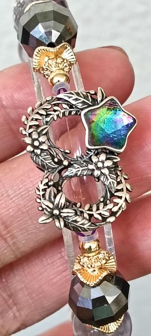 激レア！レインボーカラーのギベオンのパーツ、テラヘルツスイカ、ボリビアアメジスト