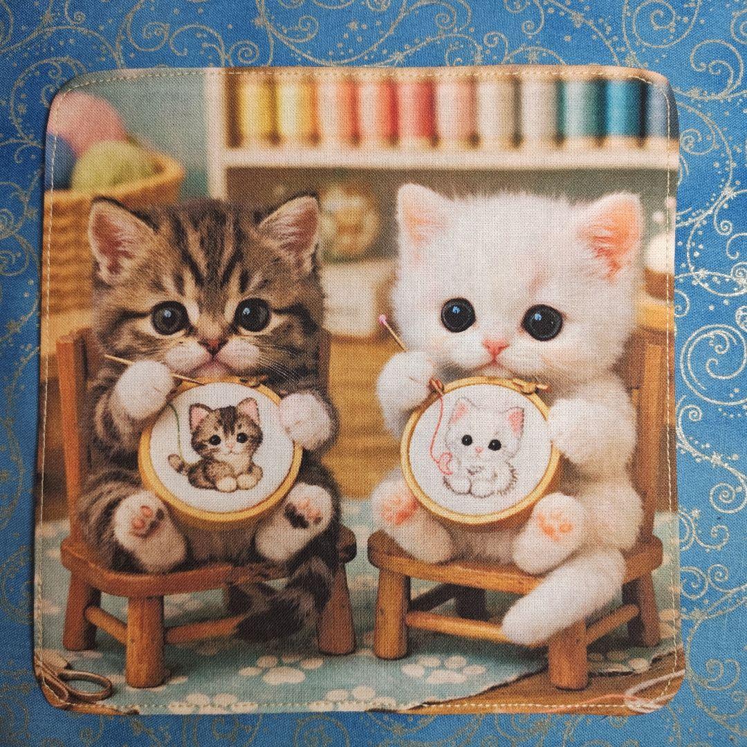 ネコッコ　ハンカチ　ねこちゃん柄　ハンドメイド　3/11