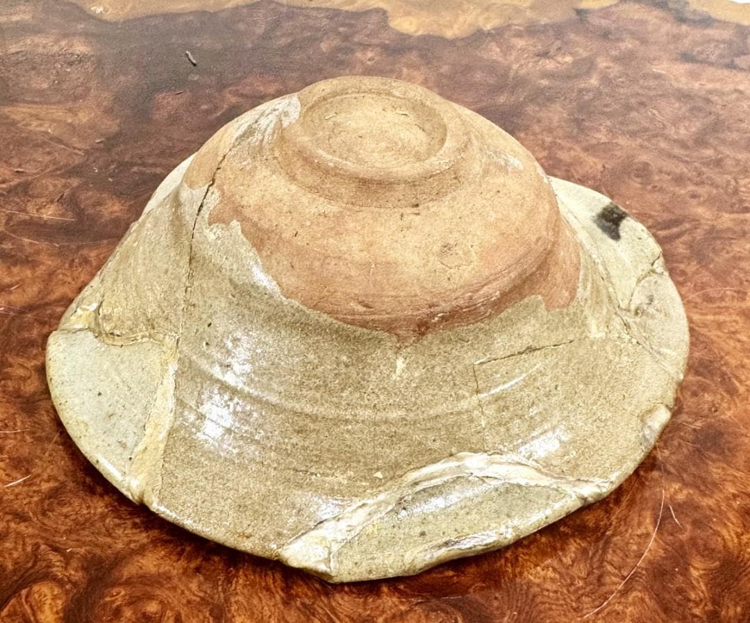 桃山時代 古唐津 絵唐津 草花文皿 発掘品 古茶碗 ウブ品 骨董WWTT387