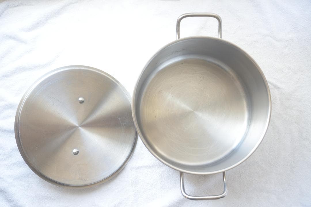 ステンレススチール 半寸胴鍋 蓋付き