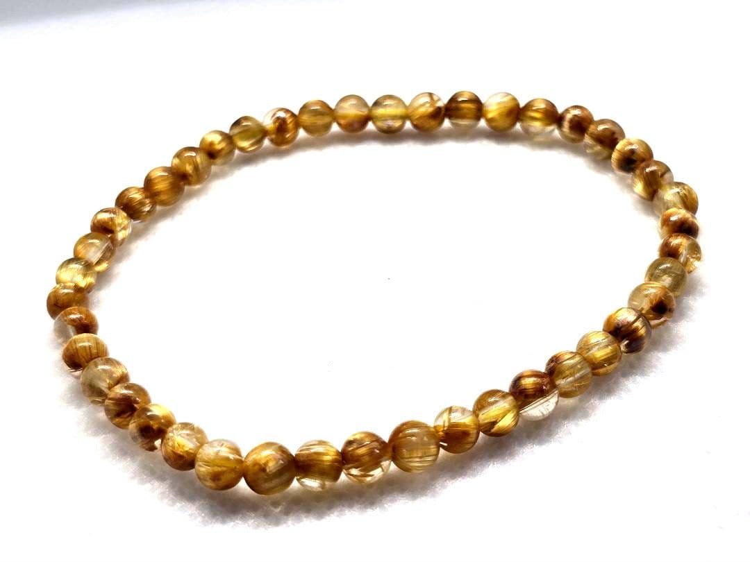 特価セール！天然タイチンルチルクォーツ ブレスレット 4.5-5mm 17cm